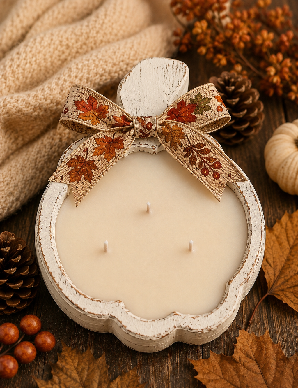 *NEW* Farmhouse Style Pumpkin Dough Bowl Soy Candle