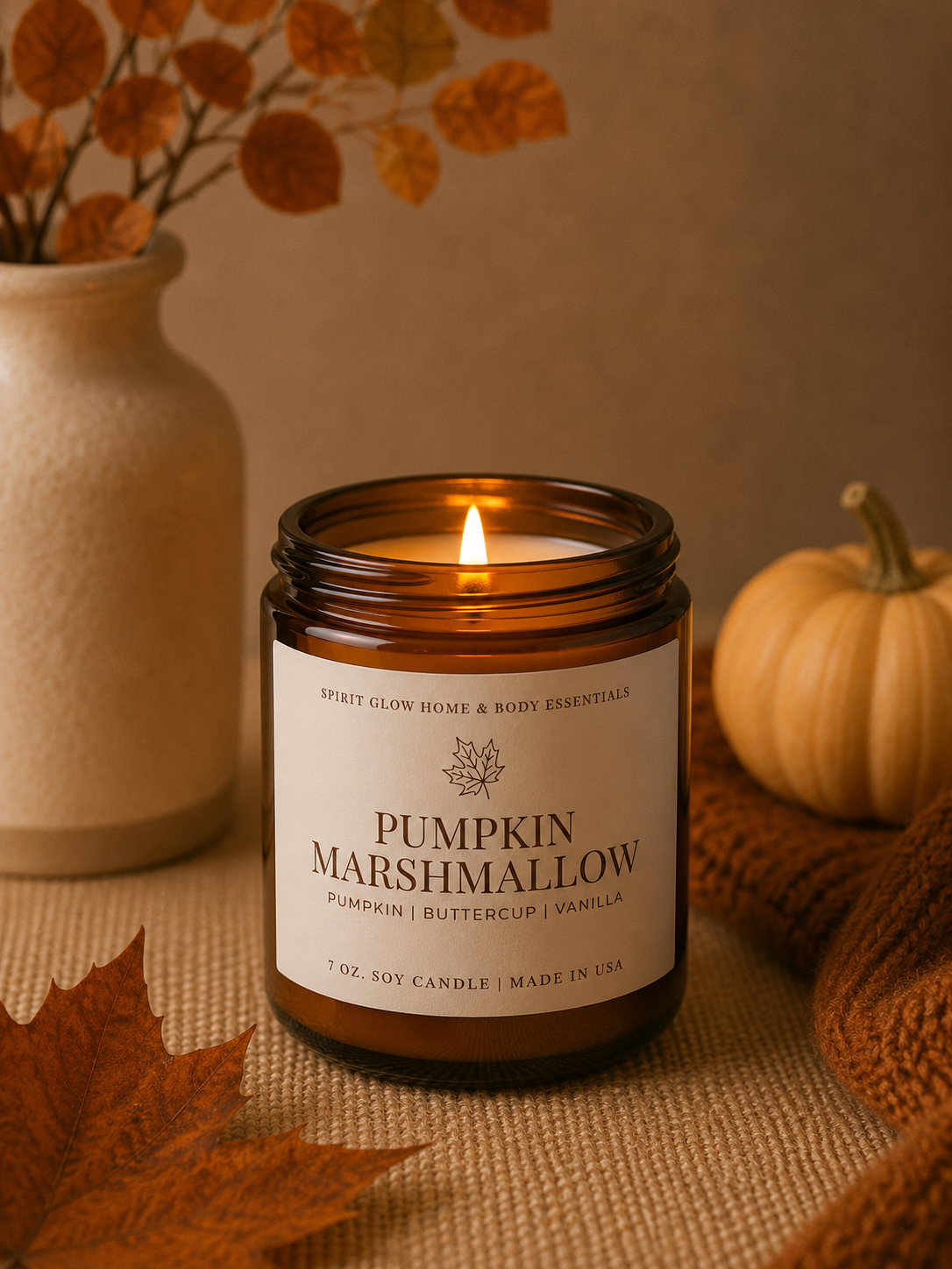 Pumpkin Marshmallow -7oz. Soy Wax Candle