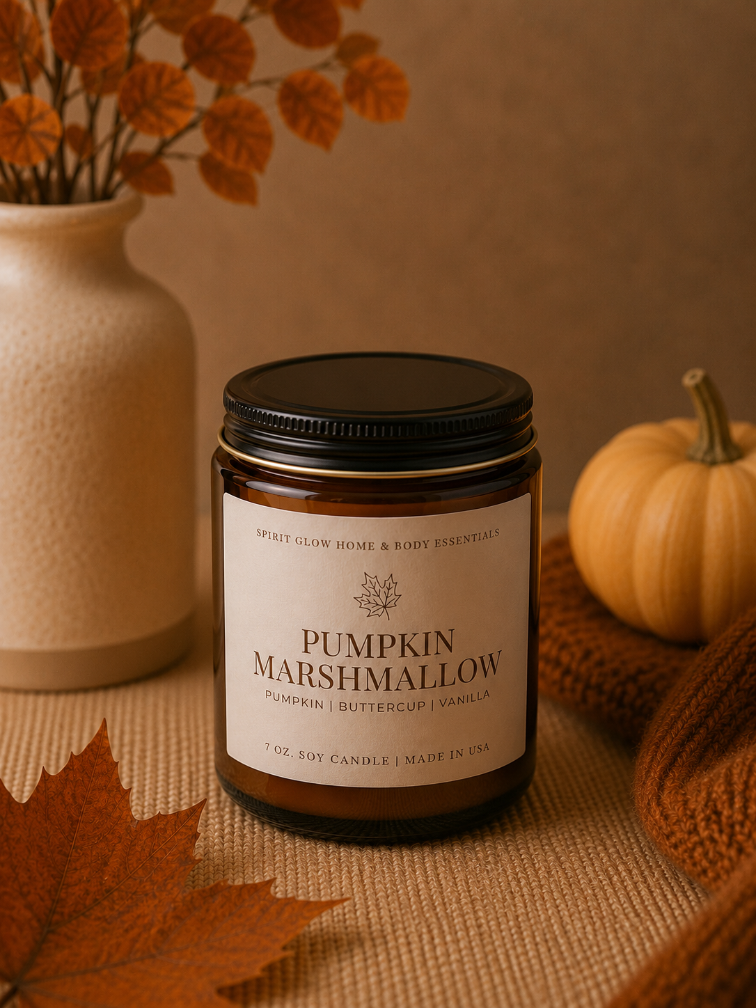 Pumpkin Marshmallow -7oz. Soy Wax Candle