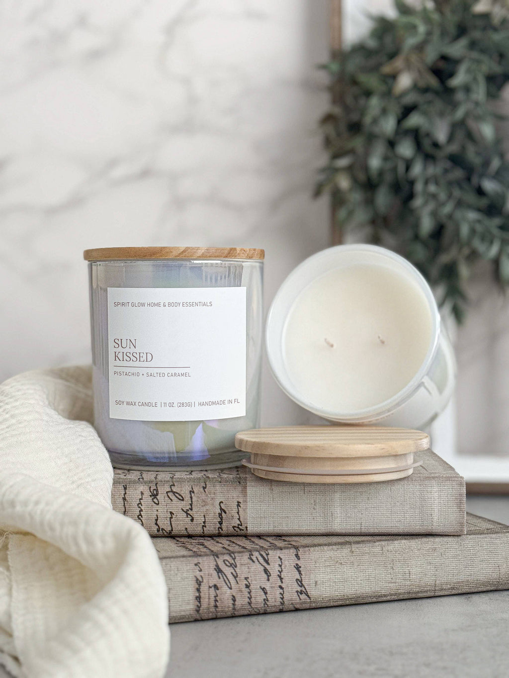 Sun Kissed - 11 oz. Iridescent White Glass Soy Wax Candle